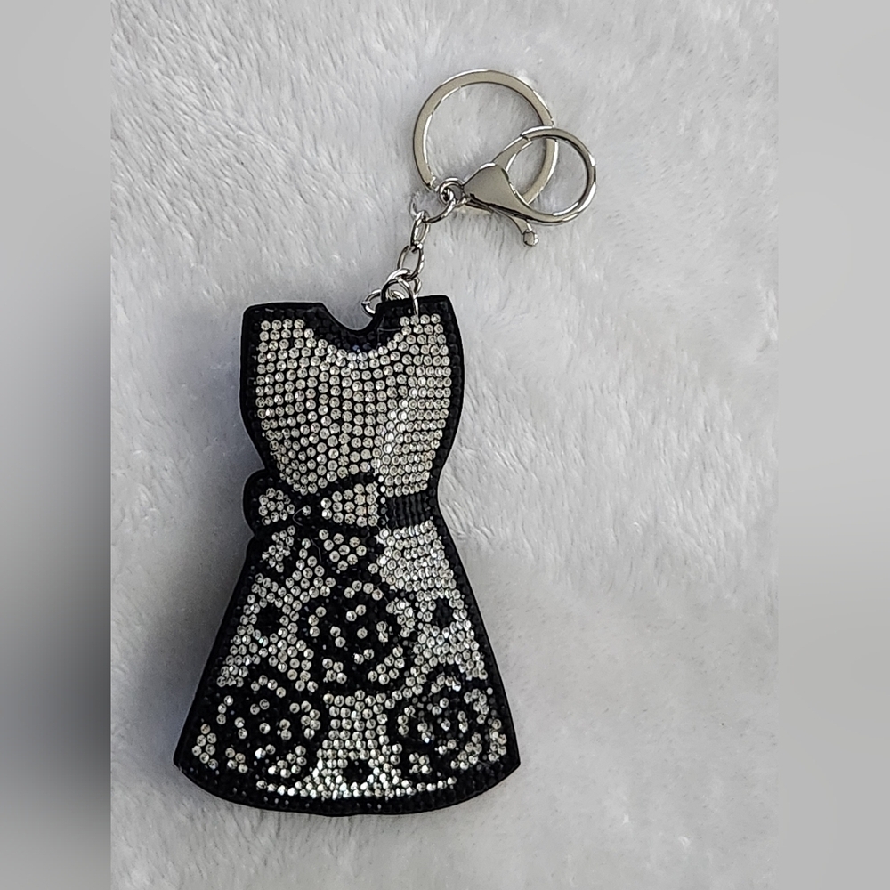 Black and Silver Dress Keychain Bag Charm